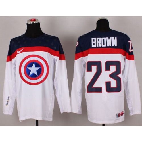 6861bae2979ed_1 Olympic Team USA #23 Dustin Brown White Captain America Fashion Stitched NHL Jersey