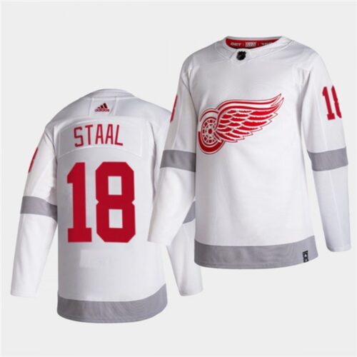 6861bb298dc47_1 Men's Detroit Red Wings #18 Marc Staal White 2020-21 Reverse Retro Stitched Jersey