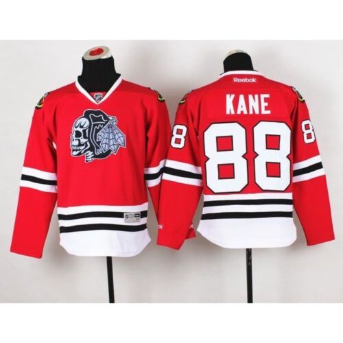 6861bbf285589_1 Blackhawks #88 Patrick Kane Red(White Skull) Stitched Youth NHL Jersey