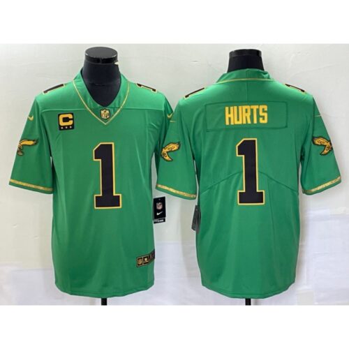 6861bc68e27ac_1 Men's Philadelphia Eagles #1 Jalen Hurts Green Gold Vapor Limited With 3-star C Patch Stitched Football Jersey
