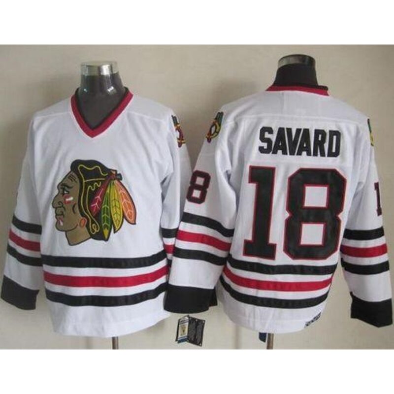 6861bc8fcef55_1 Blackhawks #18 Denis Savard White CCM Throwback Stitched NHL Jersey