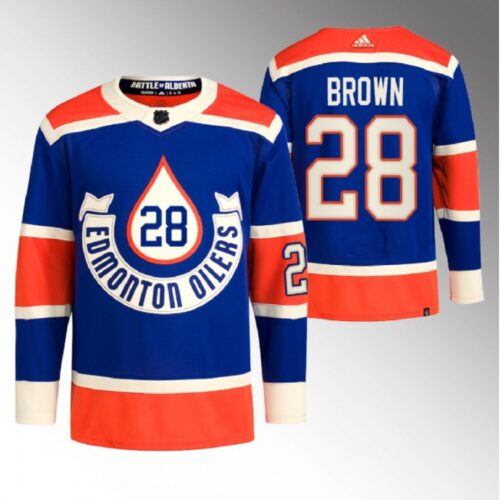 6861bcc825c1f_1 Men's Edmonton Oilers #28 Connor Brown 2023 Royal Heritage Classic Primegreen Stitched Jersey