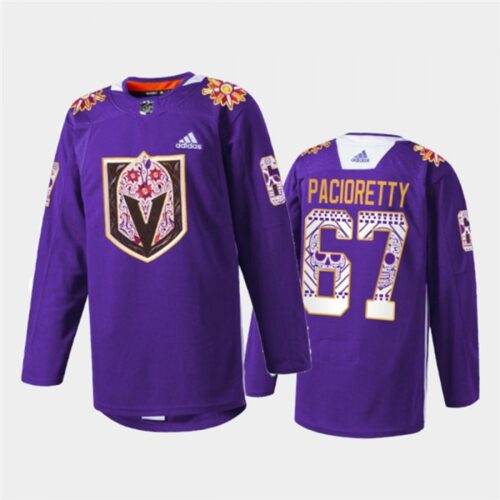6861bd0ac787e_1 Men's Vegas Golden Knights #67 Max Pacioretty Purple Hispanic Heritage Warmup Stitched Jersey