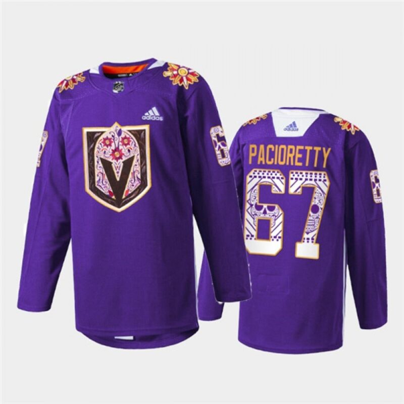 6861bd0ac787e_1 Men's Vegas Golden Knights #67 Max Pacioretty Purple Hispanic Heritage Warmup Stitched Jersey