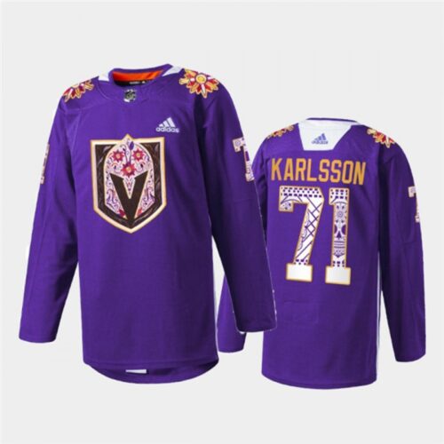6861bd1155d47_1 Men's Vegas Golden Knights #71 William Karlsson Purple Hispanic Heritage Warmup Stitched Jersey