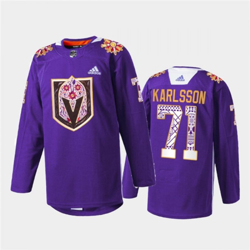 6861bd1155d47_1 Men's Vegas Golden Knights #71 William Karlsson Purple Hispanic Heritage Warmup Stitched Jersey