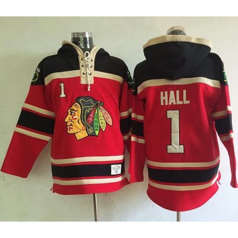 6861bd2c0bbaa_1 Blackhawks #1 Glenn Hall Red Sawyer Hooded Sweatshirt Stitched NHL Jersey