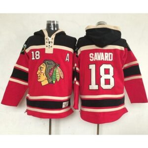 6861bd437b0fe_1 Blackhawks #18 Denis Savard Red Sawyer Hooded Sweatshirt Stitched NHL Jersey
