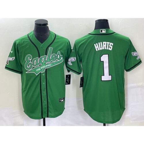 6861bd74cddc9_1 Men's Philadelphia Eagles #1 Jalen Hurts Green Cool Base Stitched Baseball Jersey