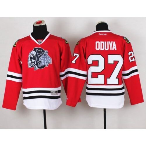 6861bd9e83cb5_1 Blackhawks #27 Johnny Oduya Red(White Skull) Stitched Youth NHL Jersey