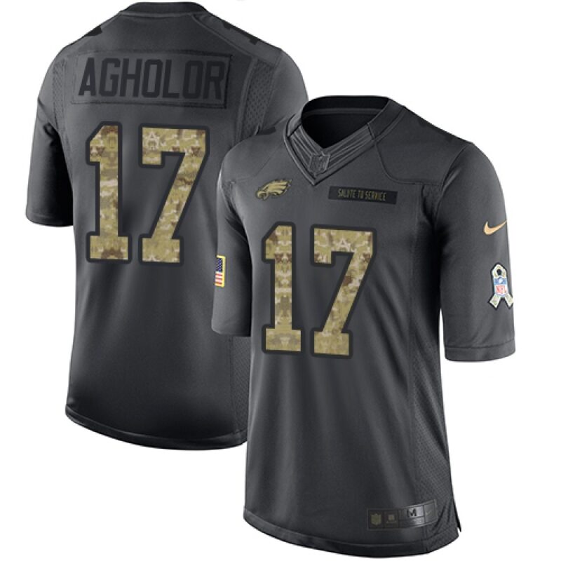 6861be46b7498_1 Eagles #17 Nelson Agholor Black Men's Stitched NFL Limited 2016 Salute To Service Jersey
