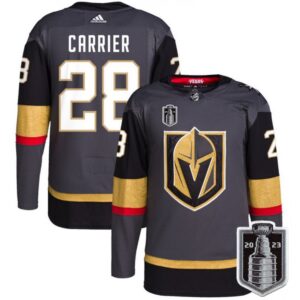 6861be904df28_1 Men's Vegas Golden Knights #28 William Carrier Grey 2023 Stanley Cup Final Stitched Jersey
