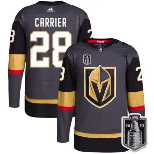6861be904df28_1 Men's Vegas Golden Knights #28 William Carrier Grey 2023 Stanley Cup Final Stitched Jersey