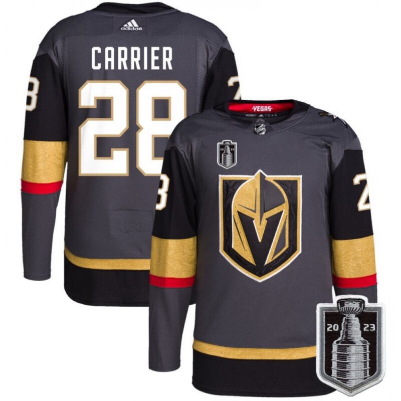 6861be904df28_1 Men's Vegas Golden Knights #28 William Carrier Grey 2023 Stanley Cup Final Stitched Jersey