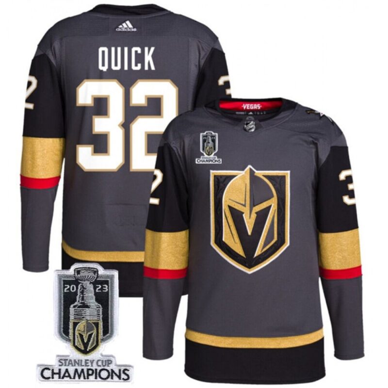 6861bea0c0777_1 Men's Vegas Golden Knights #32 Jonathan Quick Grey 2023 Stanley Cup Champions Stitched Jersey