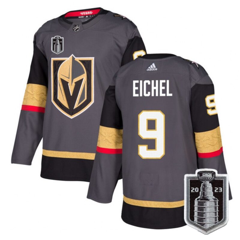 6861befb7c92f_1 Men's Vegas Golden Knights #9 Jack Eichel Grey 2023 Stanley Cup Final Stitched Jersey