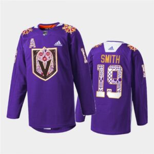6861bf192afa6_1 Men's Vegas Golden Knights #19 Reilly Smith Purple Hispanic Heritage Warmup Stitched Jersey