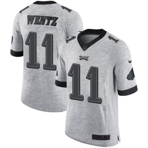 6861bf1c762d4_1 Eagles #11 Carson Wentz Gray Men's Stitched NFL Limited Gridiron Gray II Jersey