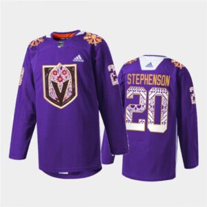 6861bf1c762ee_1 Men's Vegas Golden Knights #20 Chandler Stephenson Purple Hispanic Heritage Warmup Stitched Jersey