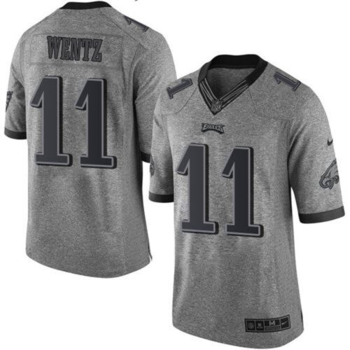 6861bf1fa463c_1 Eagles #11 Carson Wentz Gray Men's Stitched NFL Limited Gridiron Gray Jersey