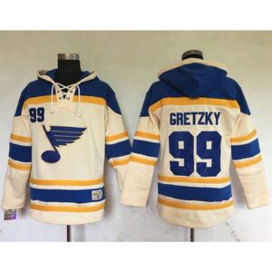 6861bf7317e46_1 Blues #99 Wayne Gretzky Cream Sawyer Hooded Sweatshirt Stitched NHL Jersey
