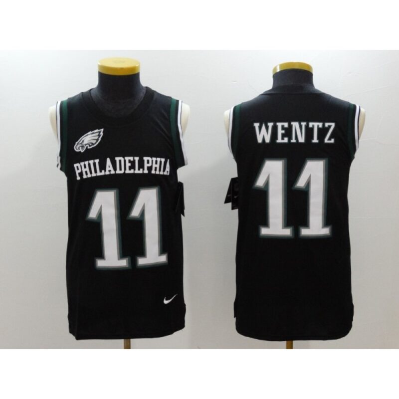 6861bf98c7833_1 Men's Philadelphia Eagles #11 Carson Wentz Black Limited Tank Top Jersey