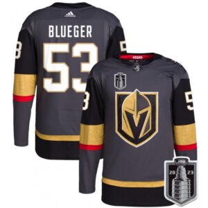 6861c011e207a_1 Men's Vegas Golden Knights #53 Teddy Blueger Gray 2023 Stanley Cup Final Stitched Jersey