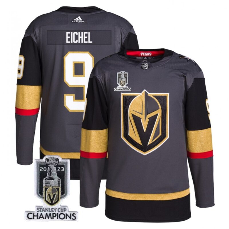 6861c0299cf24_1 Men's Vegas Golden Knights #9 Jack Eichel Gray 2023 Stanley Cup Champions Stitched Jersey