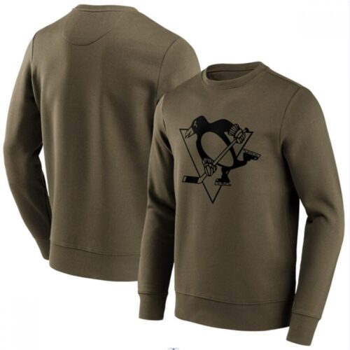 6861c087ea2c4_1 Men's Pittsburgh Penguins Green Iconic Preferred Logo Graphic Crew Sweatshirt