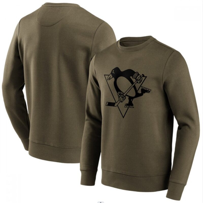 6861c087ea2c4_1 Men's Pittsburgh Penguins Green Iconic Preferred Logo Graphic Crew Sweatshirt
