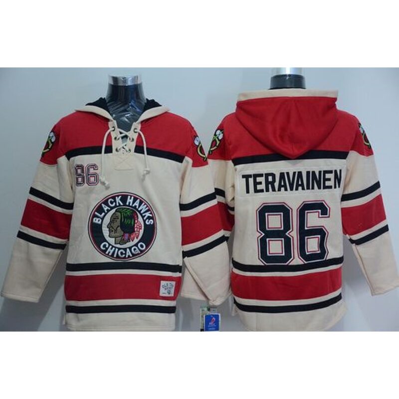 6861c10b3540e_1 Blackhawks #86 Teuvo Teravainen Cream Sawyer Hooded Sweatshirt Stitched NHL Jersey