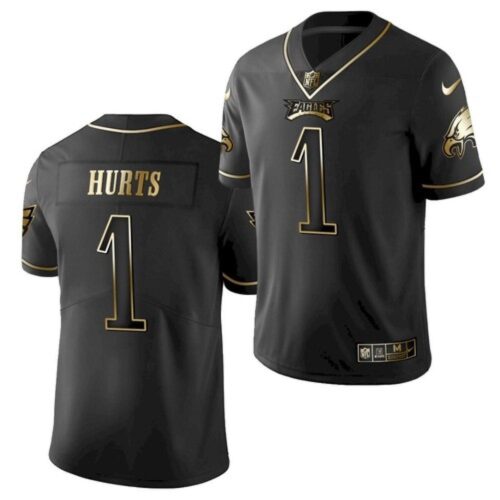 6861c128b6b2f_1 Men's Philadelphia Eagles #1 Jalen Hurts Black Golden Edition Stitched Jersey