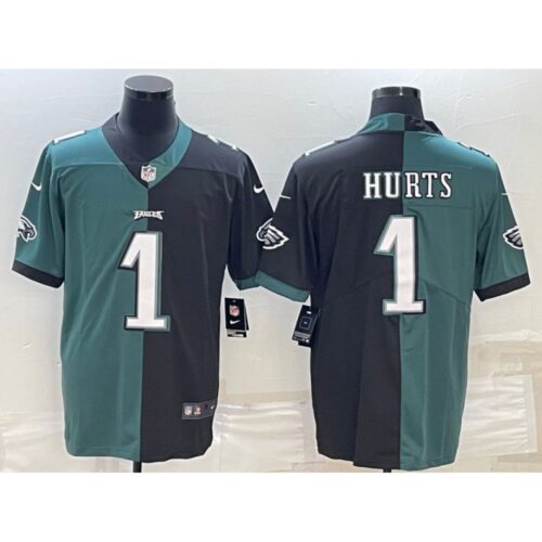 6861c192617a6_1 Men's Philadelphia Eagles #1 Jalen Hurts Black & Green Split Limited Stitched Jersey