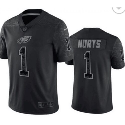 6861c198dd63b_1 Men's Philadelphia Eagles #1 Jalen Hurts Black Reflective Limited Stitched Jersey