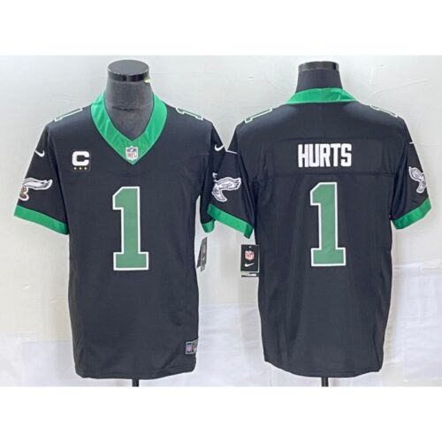 6861c1a24a887_1 Men's Philadelphia Eagles #1 Jalen Hurts Black 2023 F.U.S.E. Vapor Untouchable With 3-star C Patch Stitched Football Jersey