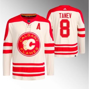 6861c1a287e9a_1 Men's Calgary Flames #8 Chris Tanev 2023 Cream Heritage Classic Primegreen Stitched Jersey