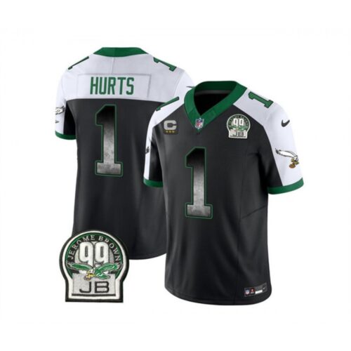 6861c1d58a58e_1 Men's Philadelphia Eagles #1 Jalen Hurts Black/White 2023 F.U.S.E. With 3-star C Patch Throwback Vapor Untouchable Limited Stitched Football Jersey