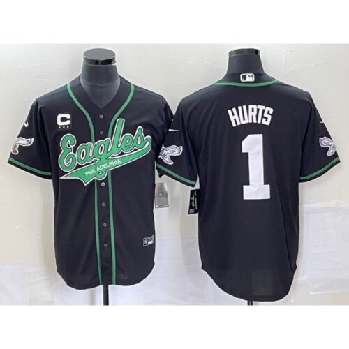 6861c200d2fd4_1 Men's Philadelphia Eagles #1 Jalen Hurts Black With 3-star C Patch Cool Base Stitched Baseball Jersey