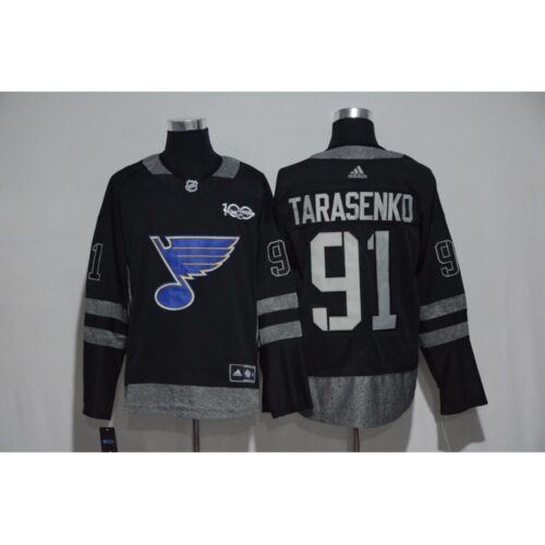 6861c21d99139_1 St. Louis Blues #91 Vladimir Tarasenko Black Men's 1917-2017 100th Anniversary Stitched NHL Jersey