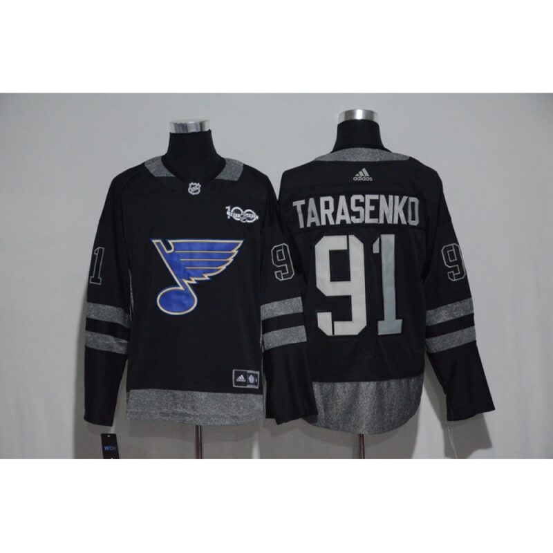 6861c21d99139_1 St. Louis Blues #91 Vladimir Tarasenko Black Men's 1917-2017 100th Anniversary Stitched NHL Jersey