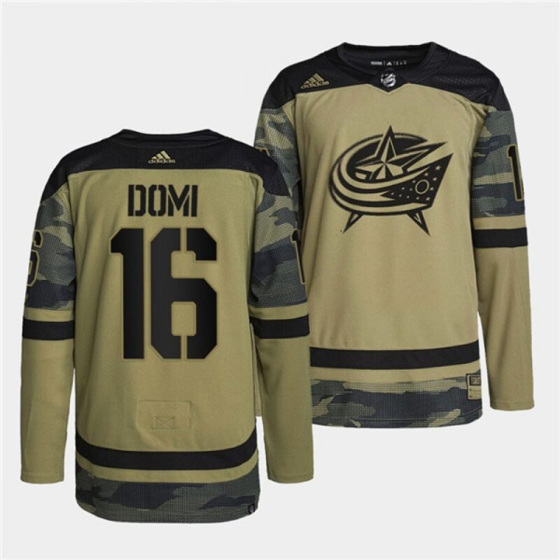 6861c26541352_1 Men's Columbus Blue Jackets #16 Max Domi 2022 Camo Military Appreciation Night Stitched Jersey