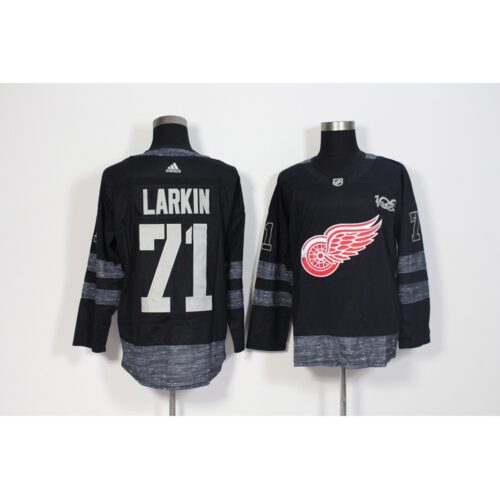 6861c2b707901_1 Men's Detroit Red Wings #71 Dylan Larkin Black 1917-2017 100th Anniversary Stitched NHL Jersey
