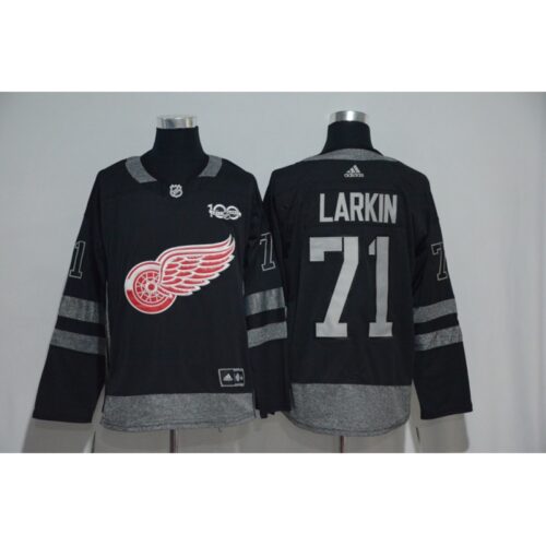 6861c2bac8146_1 Detroit Red Wings #71 Dylan Larkin Black Men's 1917-2017 100th Anniversary Stitched NHL Jersey