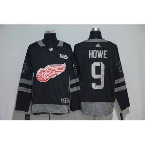 6861c2c1a21f2_1 Detroit Red Wings #9 Gordie Howe Black Men's 1917-2017 100th Anniversary Stitched NHL Jersey
