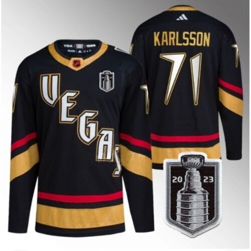 6861c32fc73db_1 Men's Vegas Golden Knights #71 William Karlsson Black 2023 Stanley Cup Final Stitched Jersey