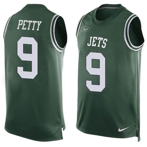 6861c389c3d4d_1 Jets #9 Bryce Petty Green Team Color Men's Stitched NFL Limited Tank Top Jersey