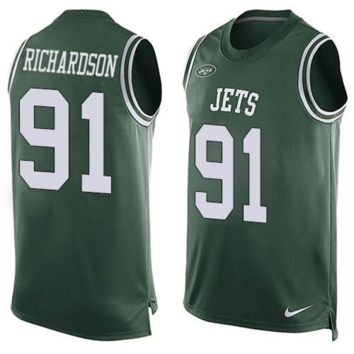6861c39018e96_1 Jets #91 Sheldon Richardson Green Team Color Men's Stitched NFL Limited Tank Top Jersey