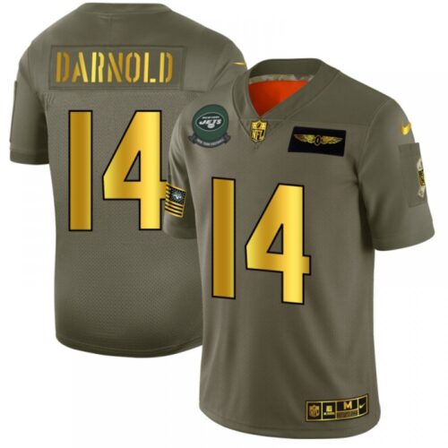 6861c3bd3036a_1 Men's New York Jets #14 Sam Darnold 2019 Olive/Gold Salute To Service Limited Stitched NFL Jersey