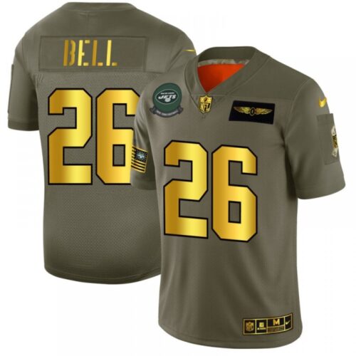 6861c3c366e1b_1 Men's New York Jets #26 Le'Veon Bell 2019 Olive/Gold Salute To Service Limited Stitched NFL Jersey