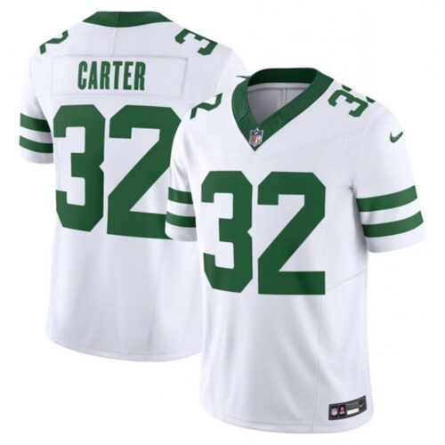 6861c3d011fbc_1 Men's New York Jets #32 Michael Carter White 2023 F.U.S.E. Vapor Limited Throwback Stitched Football Jersey